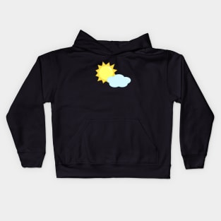 Cute Sun and Cloud Weather Icon in Black Kids Hoodie